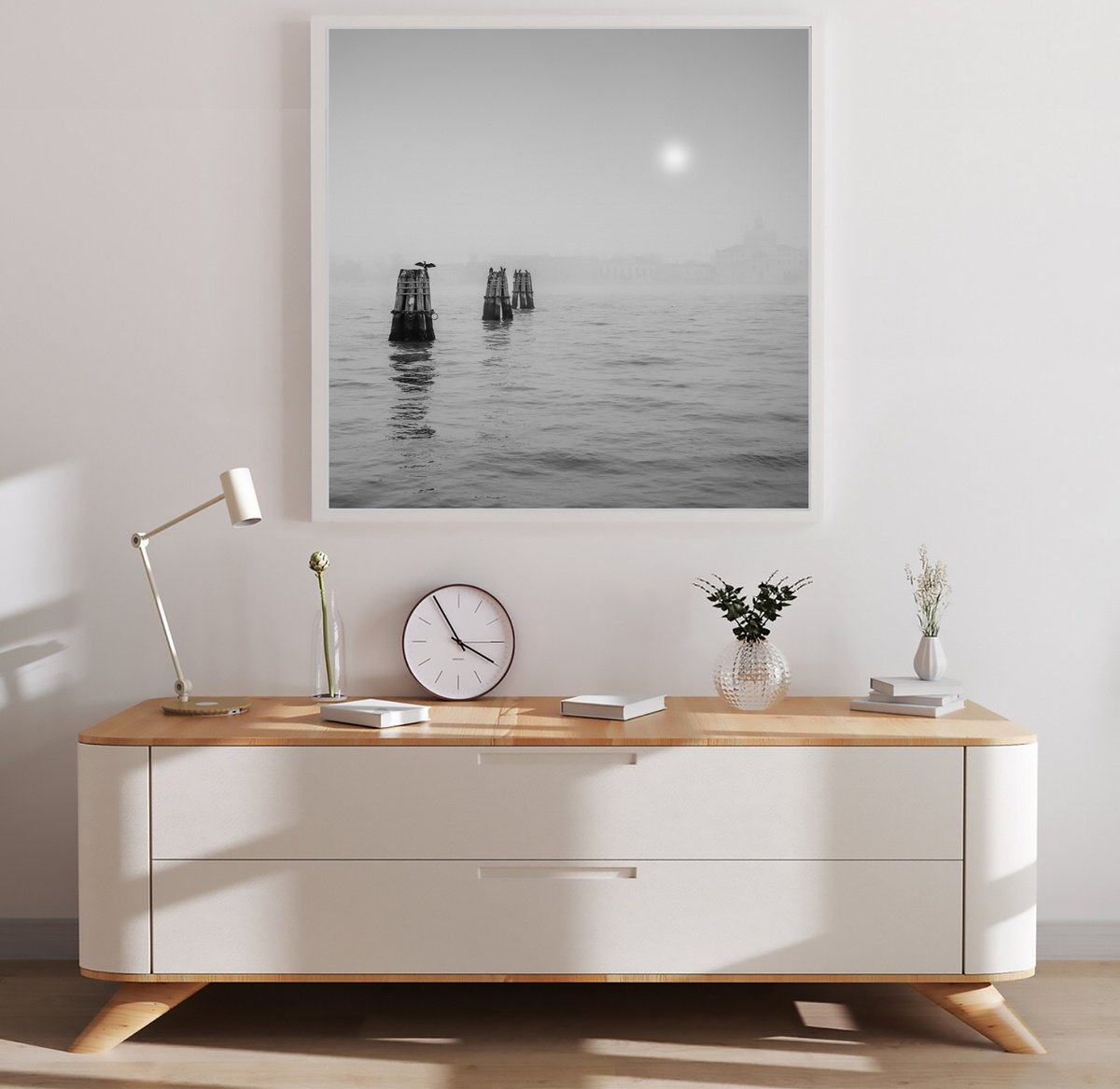 Impressionistic Landscape Photograph By Serge Horta, 20 X 20", Silent Mornings In Venice, Original Artwork