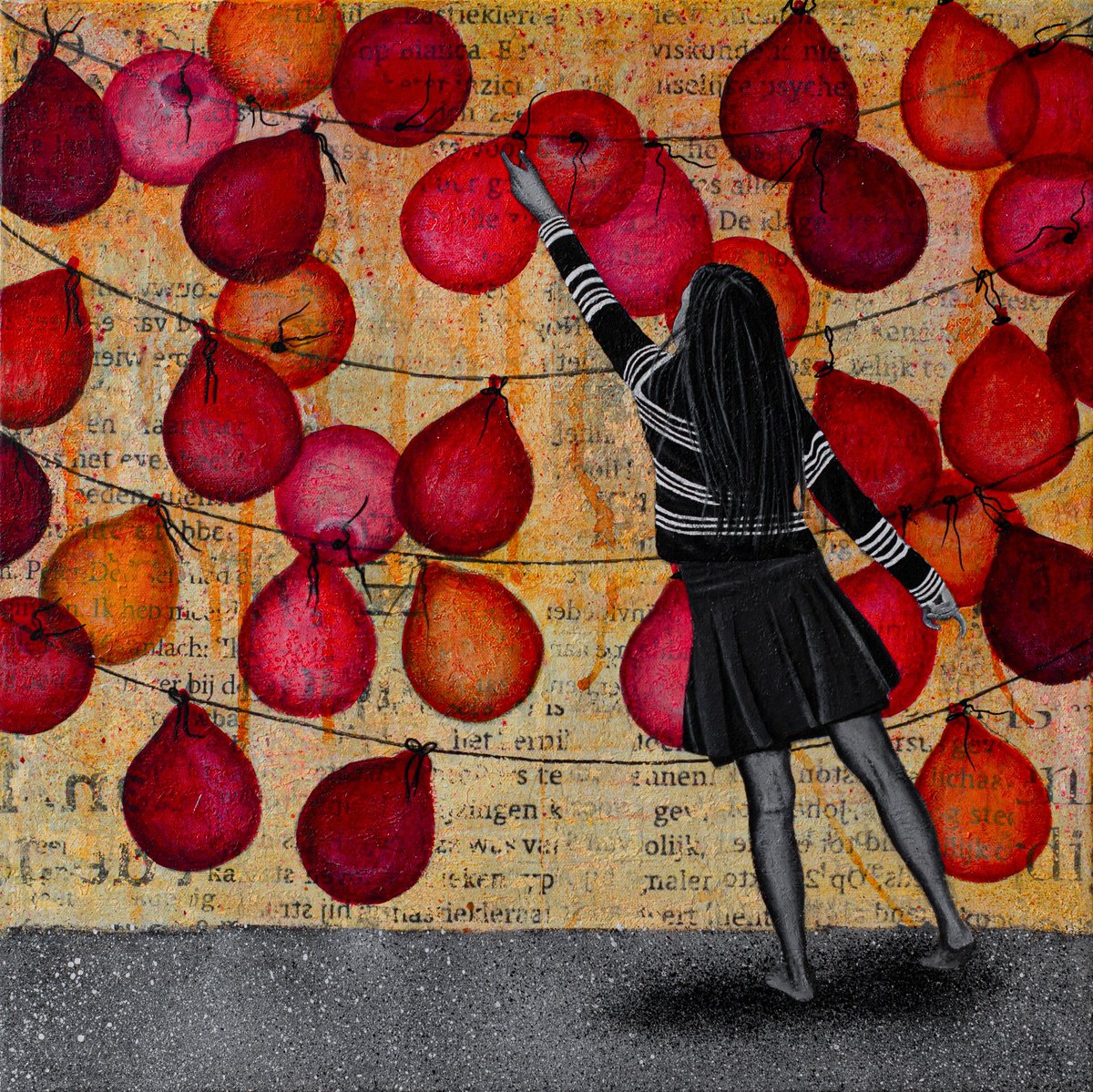 Urban And Pop Portrait Painting By Db Waterman, 20 X 20, Celebration, Original Artwork