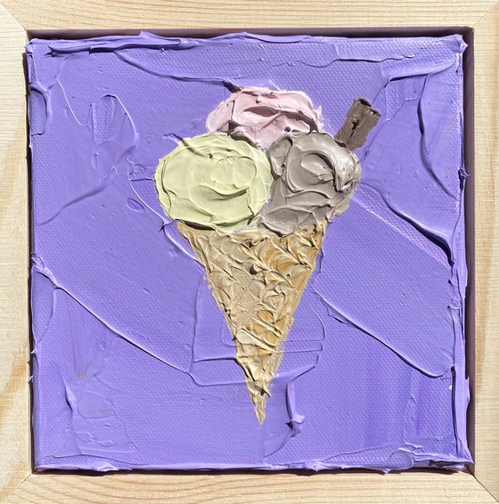 Ice cream on violet (framed)