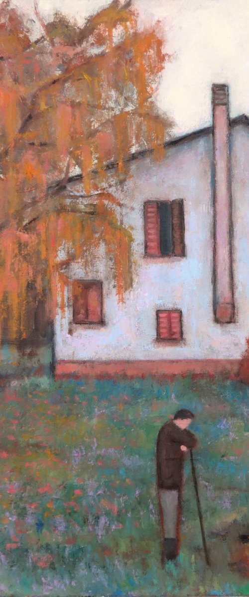 Man with a willow tree in his garden by Massimiliano Ligabue