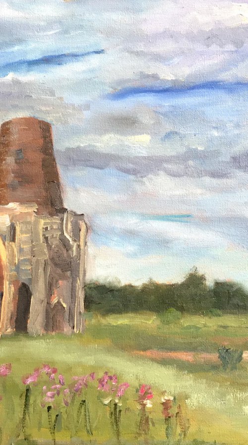 St Benet's Abbey ruins, Norfolk - an original oil painting by Julian Lovegrove Art