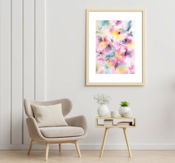 Abstract floral painting "Rainbow flowers"