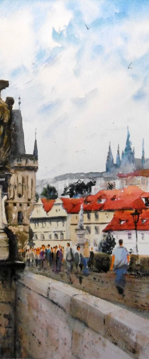Visiting Charles bridge Prague by Nenad Kojić watercolorist