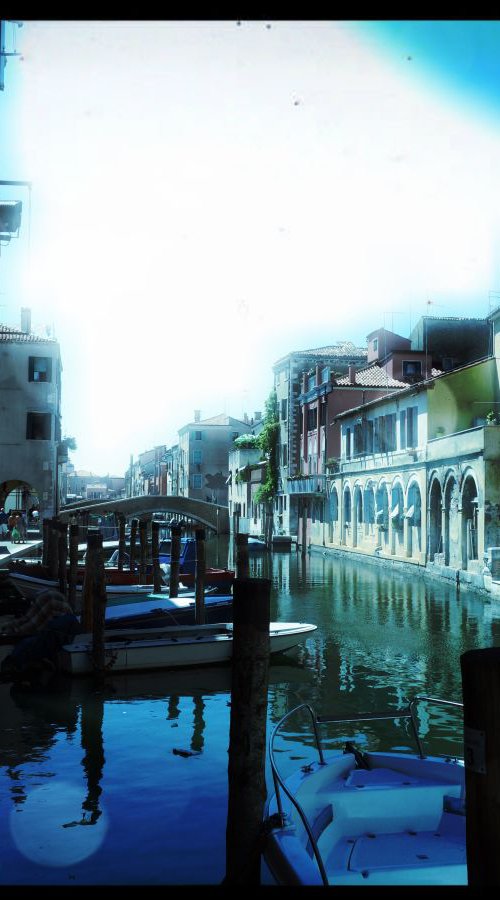 Venice sister town Chioggia in Italy - 60x80x4cm print on canvas 01078m1 READY to HANG by Kuebler