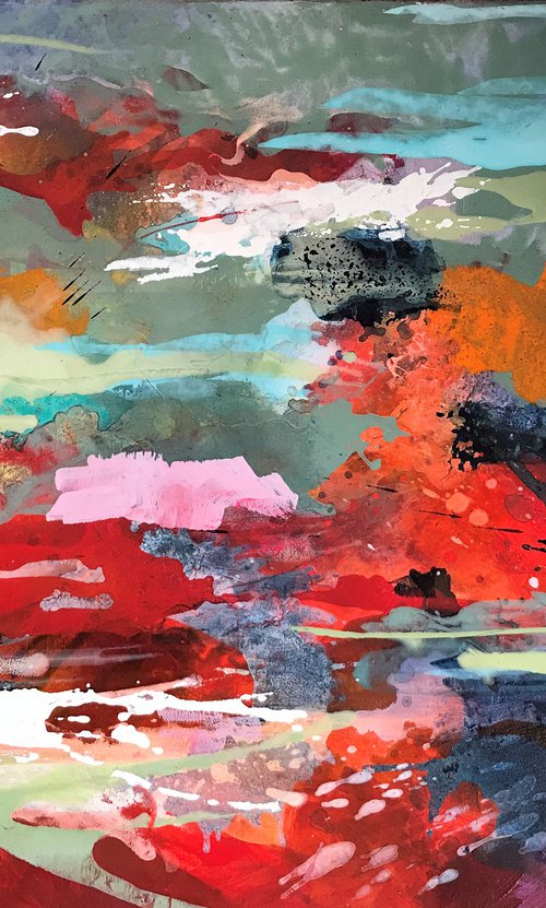 Abstract red landscape II by Anja Stemmer