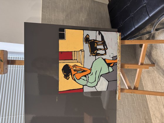 Spying on Neighbors — 16x16in Original Art