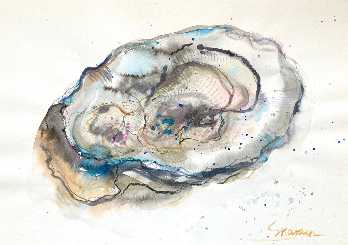 Expressive Watercolour , The Oyster By Mari Skakun, 17 X 12, Artwork For Sale On Artfinder