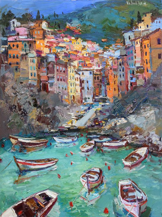 Riomaggiore, Cinque terre - Italian Landscape painting