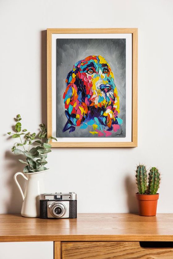 My dog - spaniel, funny pet, dog, spaniel face, pet oil painting, dog, dog face, dog oil painting