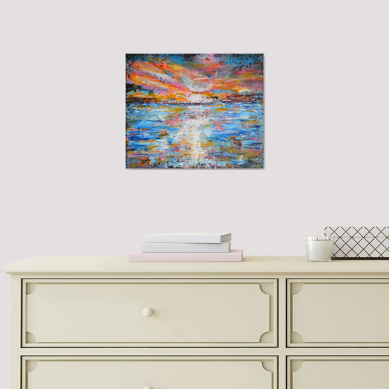 Seascape 01 - Palette knife  Modern abstract landscape Gift idea