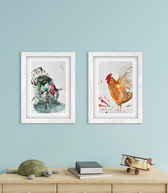 Birds: Turkey and Rooster