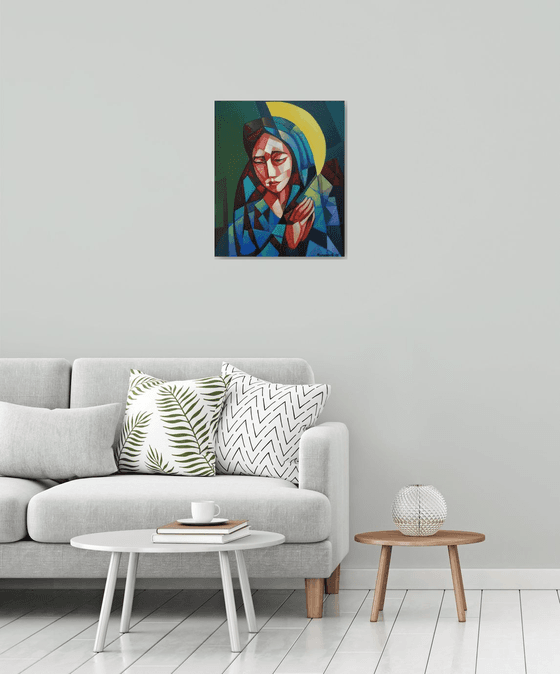 Cubism - Prayer (60x50cm, cubism, oil painting, ready to hang)