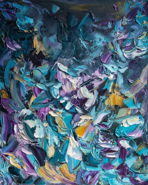 Turquoise Gold Impasto Art