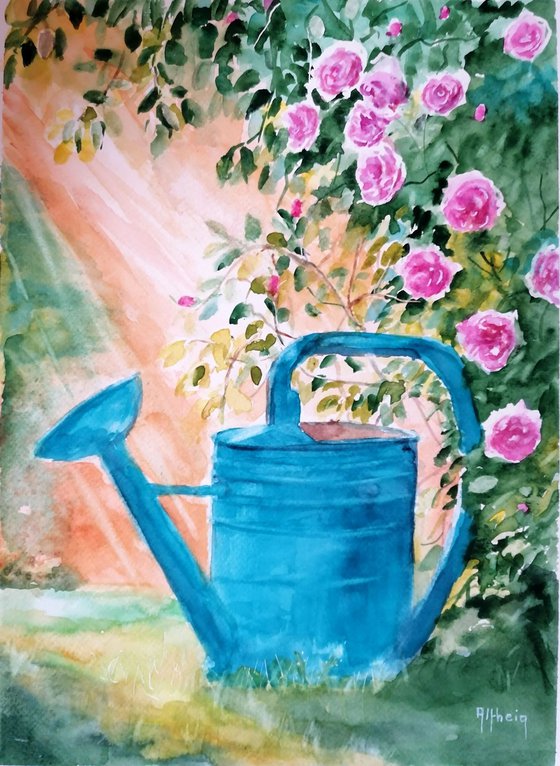 L'arrosoir bleu