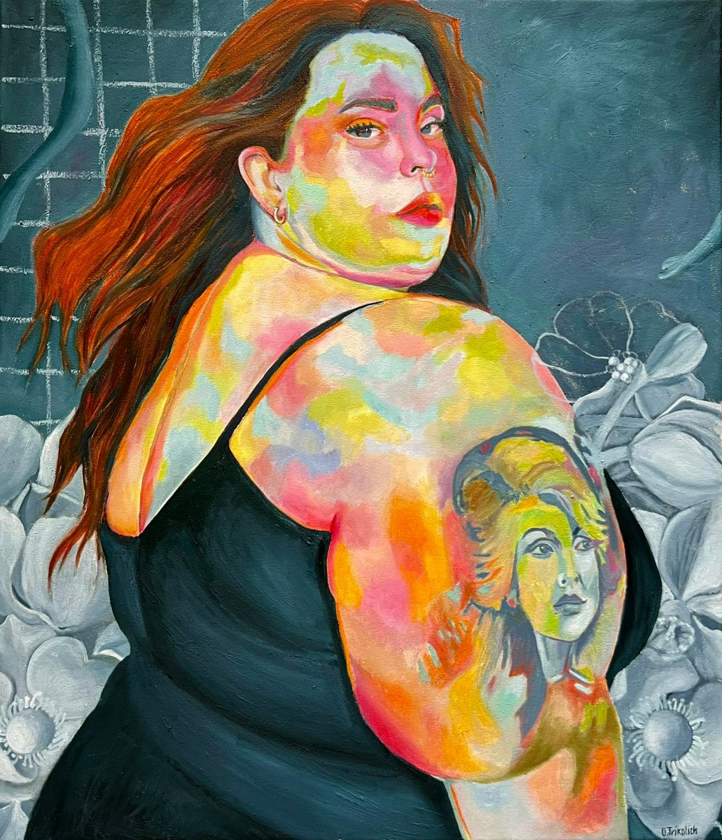 Expressive Portrait Oil Painting By Olha Trykolich, 24 X 28", Don