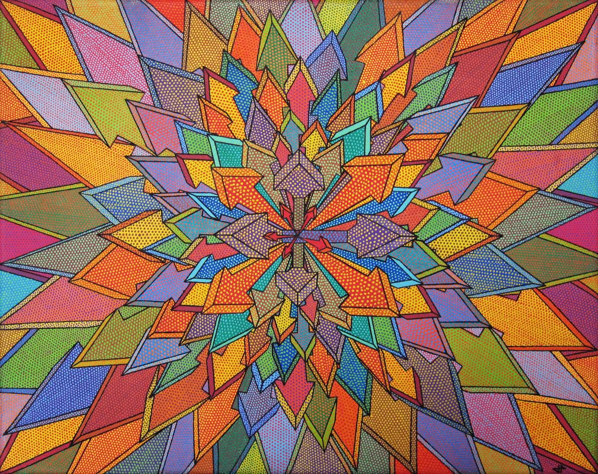 Abstract Painting By Jonathan Pradillon, 21 X 18, Orientation, Original Artwork