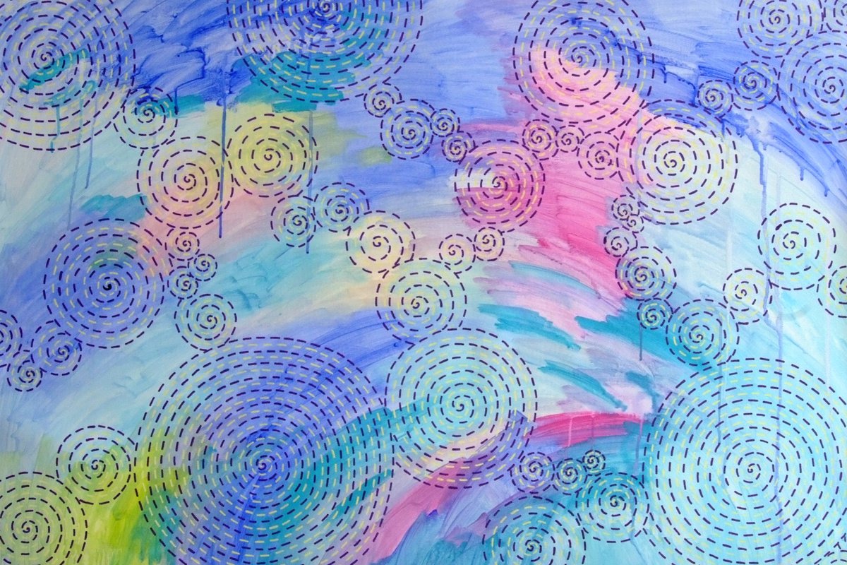 Abstract Acrylic Painting By Marina Krylova, 47 X 31", Impromptu #15, Original Artwork