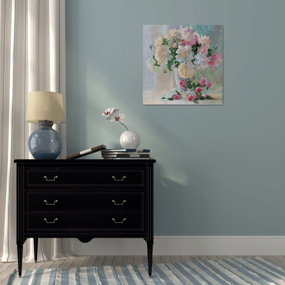 Peonies and tea roses