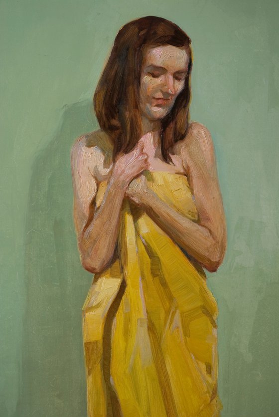 woman in yellow green black
