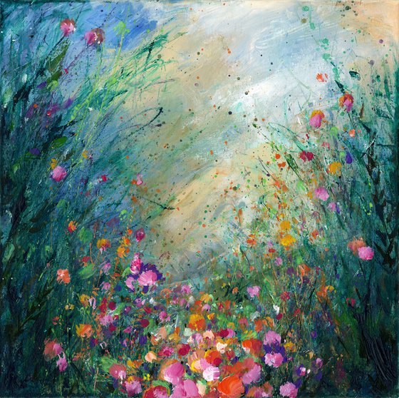 Here Comes The Rain - Floral Painting by Kathy Morton Stanion