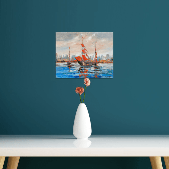 Crimson Sails at Dawn