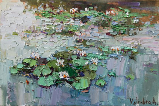 Water Lilies - Impasto Original Oil painting