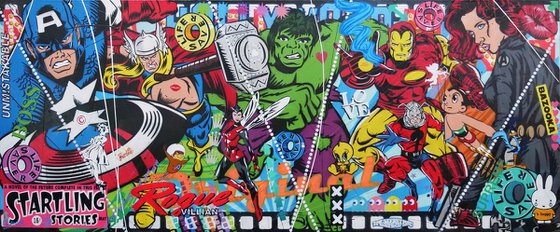 Magnificent Seven Rides Again 240cm x 100cm Textured Urban Pop Art