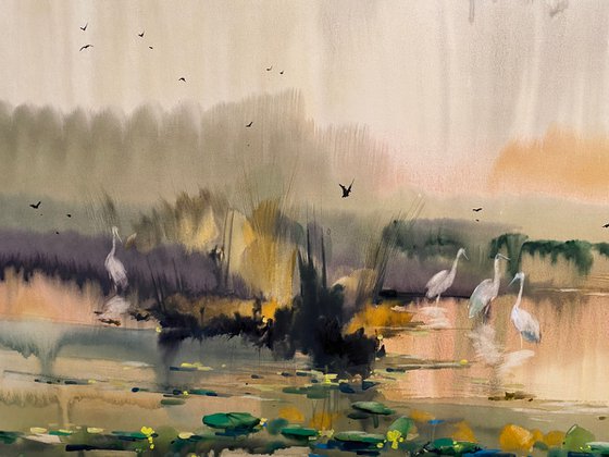 Sold Watercolor “August mood. Danube Delta” perfect gift