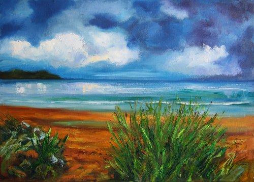 Landscape II Way to Beach /  ORIGINAL OIL PAINTING by Salana Art Gallery