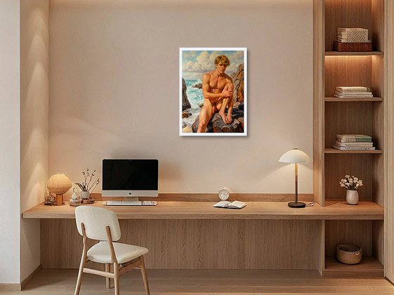 ROMANTIC MOOD (NUDE MAN ON THE BEACH)