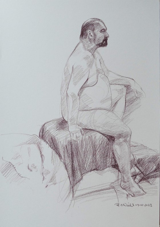 Seated male nude