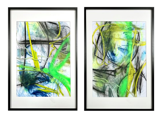 Framed abstract paintings