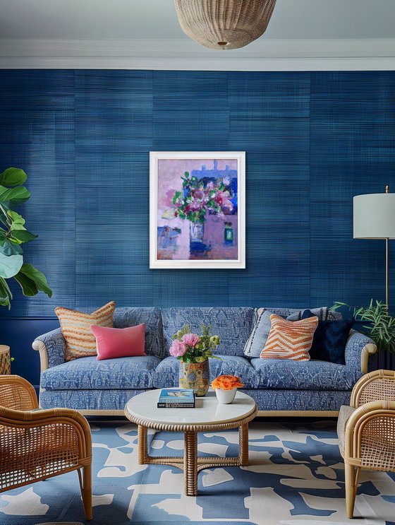 Flowers with Blue Pink