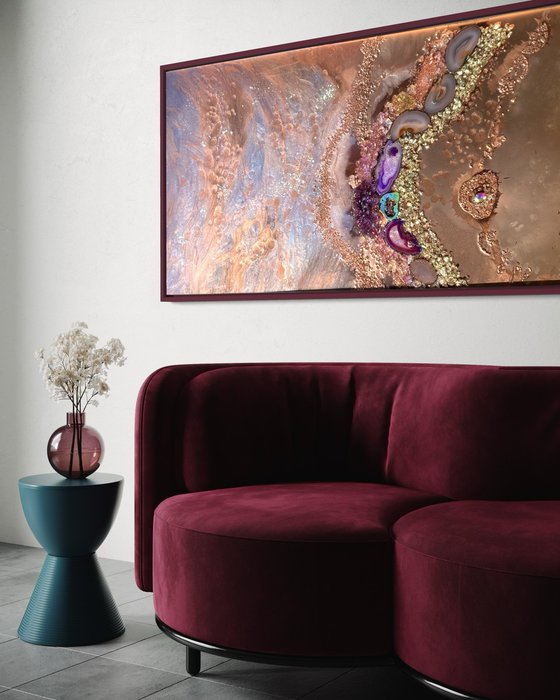 Rose Gold Copper Abstract Landscape Amethyst