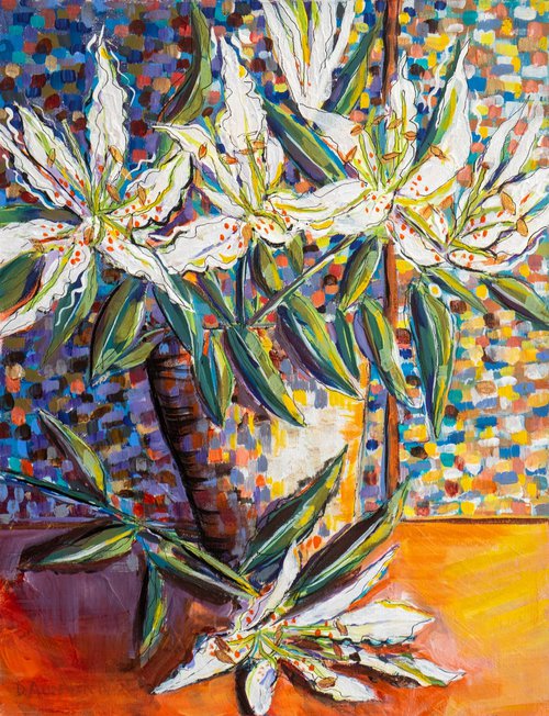 EXPRESSIONISTIC STILL LIFE WITH WHITE LILIES by Diana Aungier-Rose