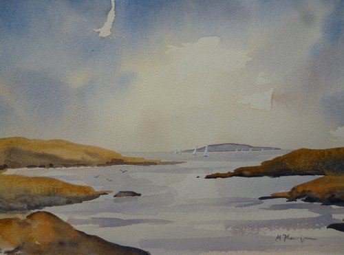 White sails in the Estuary by Maire Flanagan