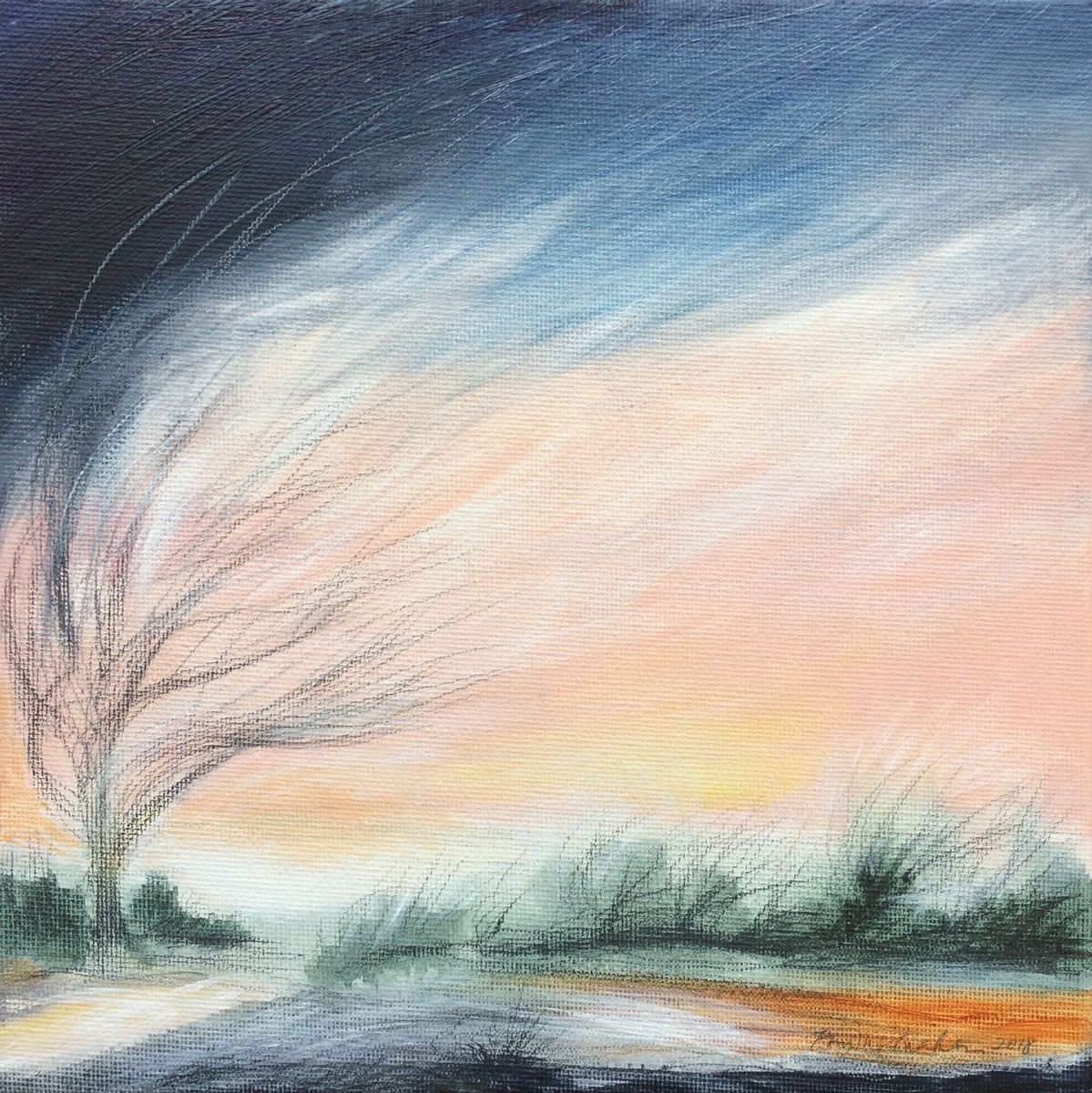 Sky and Land - Winter Tree (ready to hang) by Phyllis Mahon