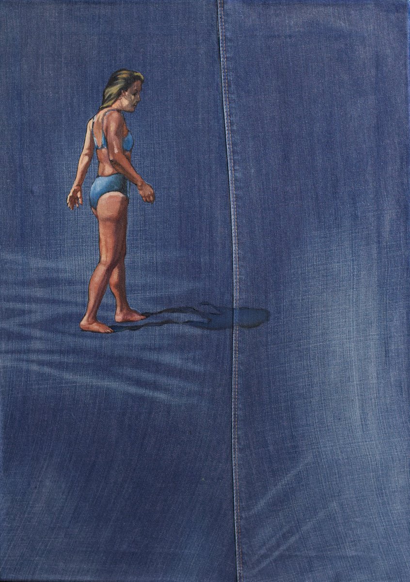 Photorealistic Portrait Oil Painting By Marina Skepner, 20 X 28", On The Beach, Original Artwork