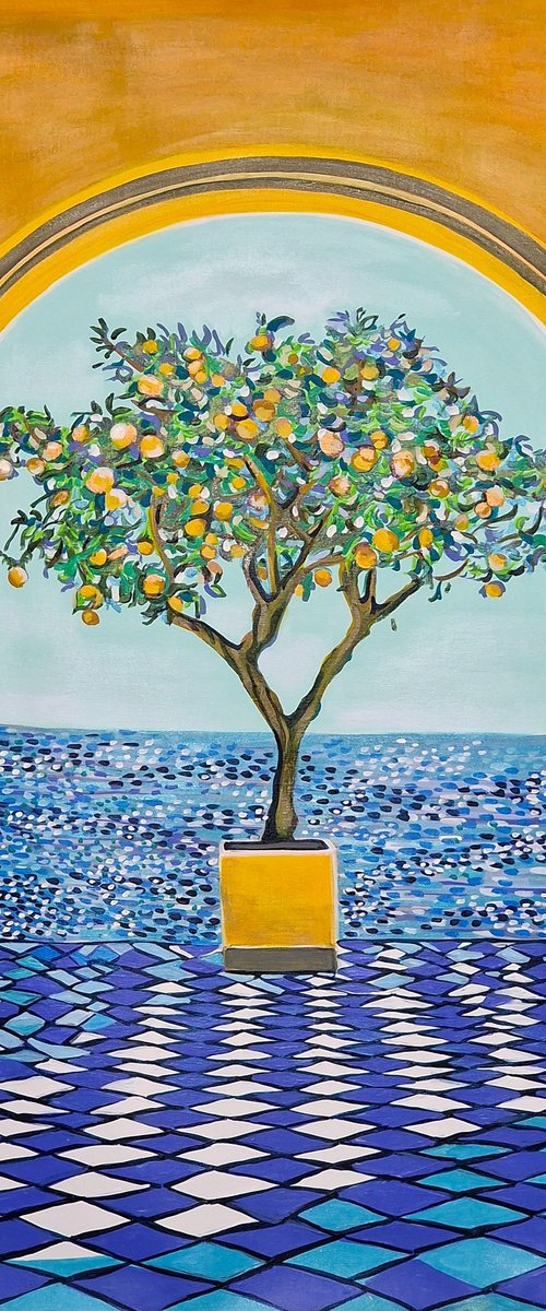 Seascape with orange tree by Alexandra Djokic