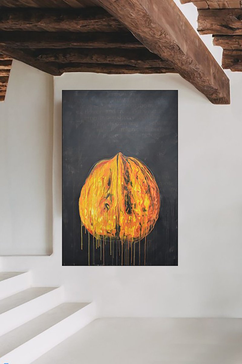 Impressionistic Still Life Painting By Ida Harm, 39 X 59, Nut, Original Artwork