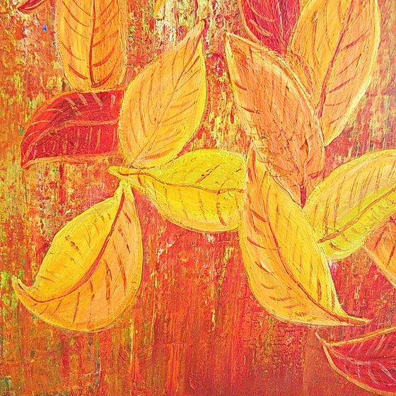 AUTUMN  GOLDEN  LEAVES,    XL,  framed