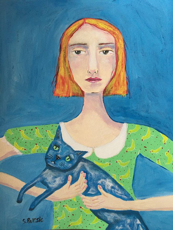 Cat Lady 4 Figurative Impressionist