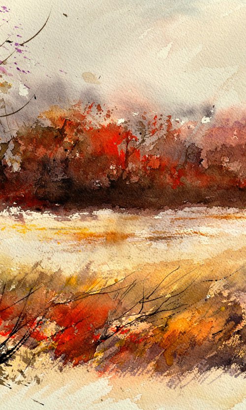 Autumn landscape   - watercolor by Pol Henry Ledent