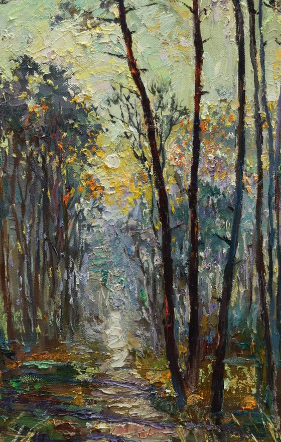 Morning Forest Landscape painting 80x75 cm