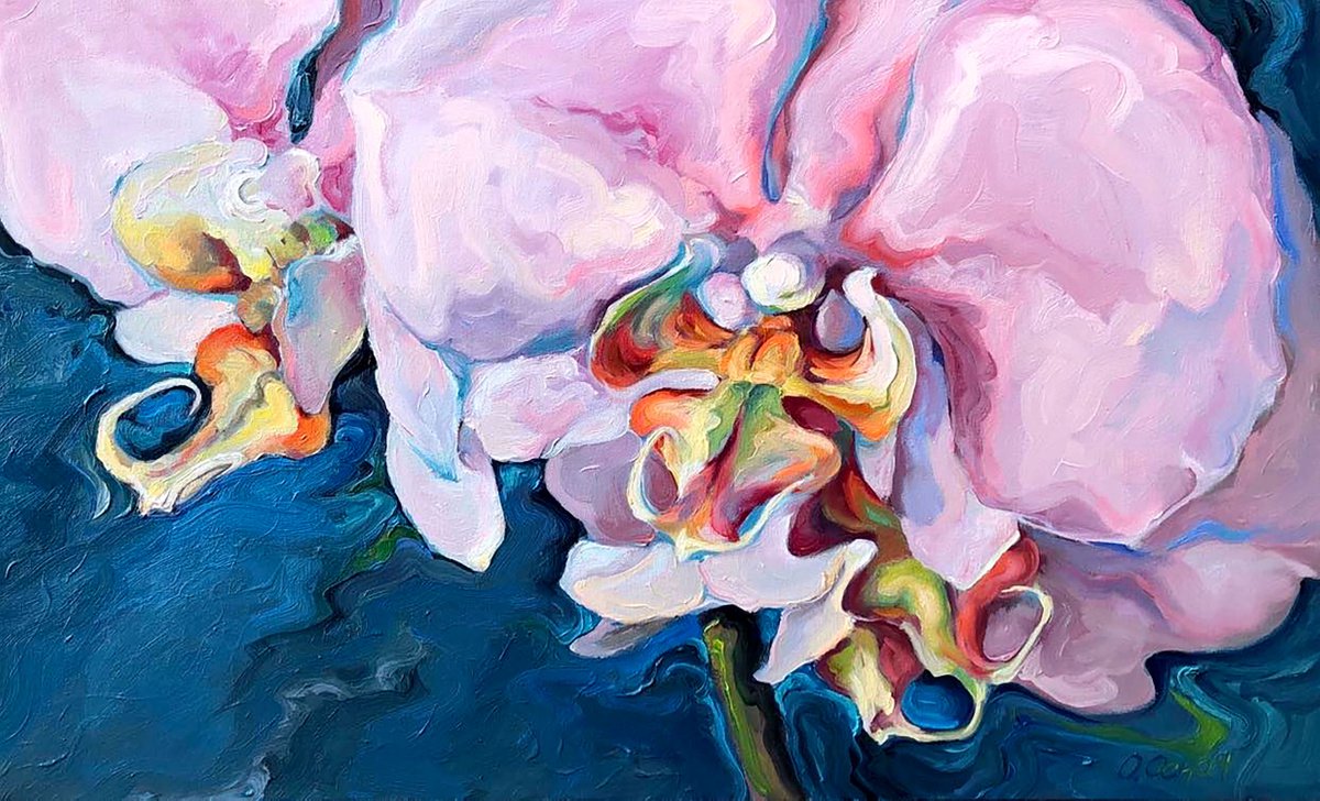 Impressionistic Botanical Oil Painting By Procach Olesia, 35 X 22", Pets, Original Artwork