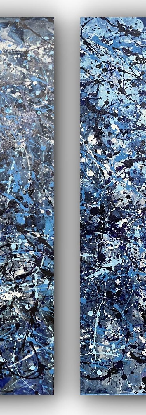 Diptych-AbstractioninBlue... by Juan Jose Garay