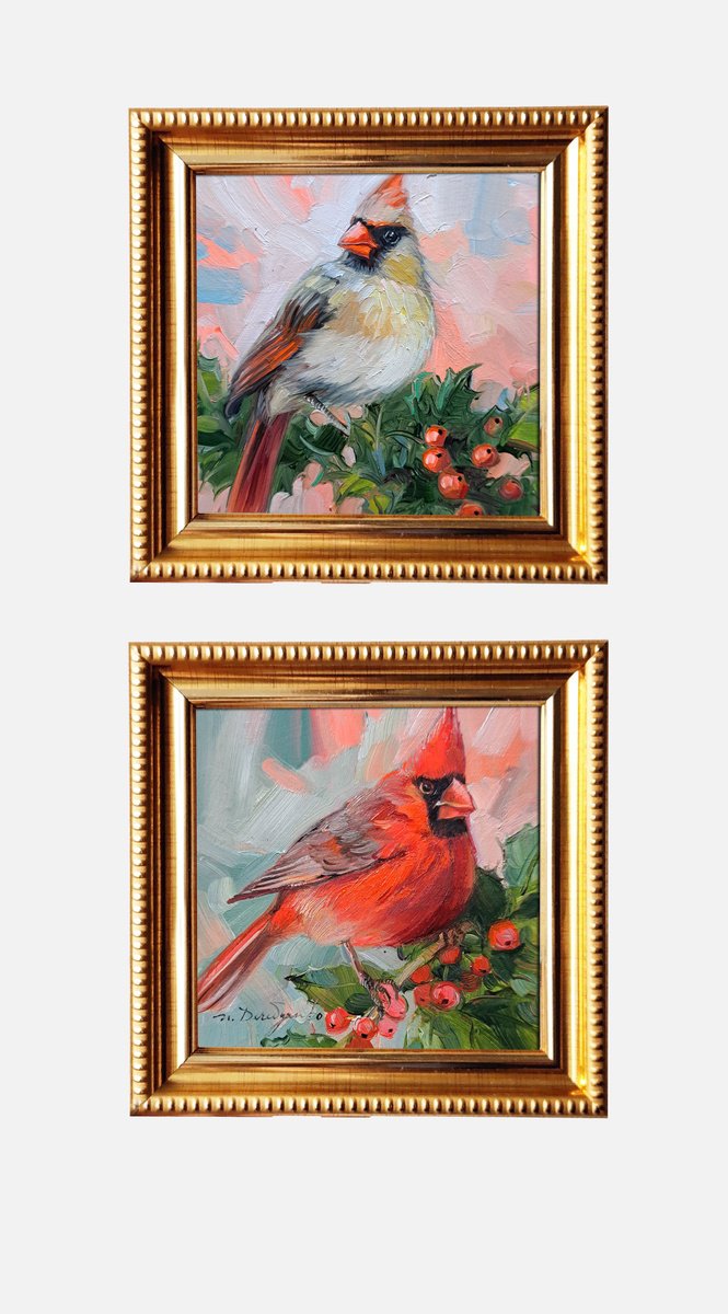 Cardinal Bird By Nataly Derevyanko, 5 X 5, Artwork For Sale On Artfinder