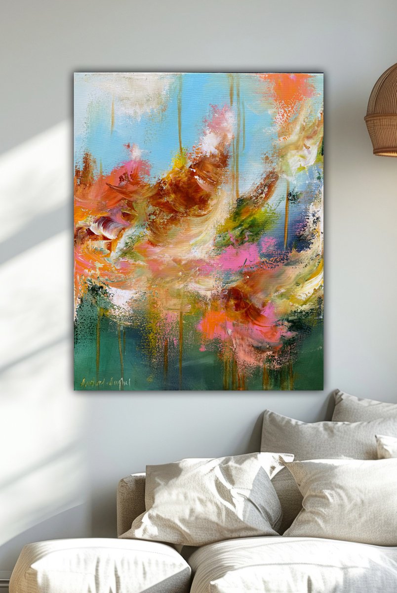 Abstract Acrylic Painting By Andrada Anghel, 22 X 28, Wildfire Dreams, Original Artwork