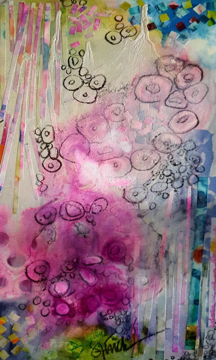 Organic Abstract Painting By Shelli Finch, 12 X 20", Odd Reflection, Original Artwork