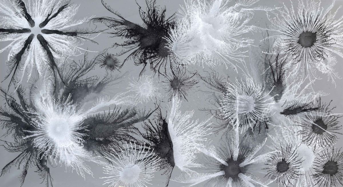 Abstract Acrylic Painting By Sumit Mehndiratta, 81 X 44", Exploflora Series No. 65, Original Artwork